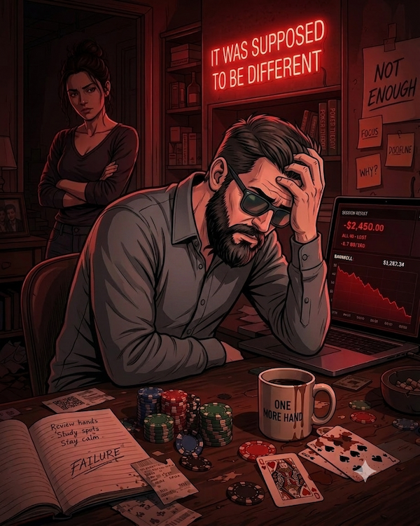 Jugador derrotado, pareja al fondo