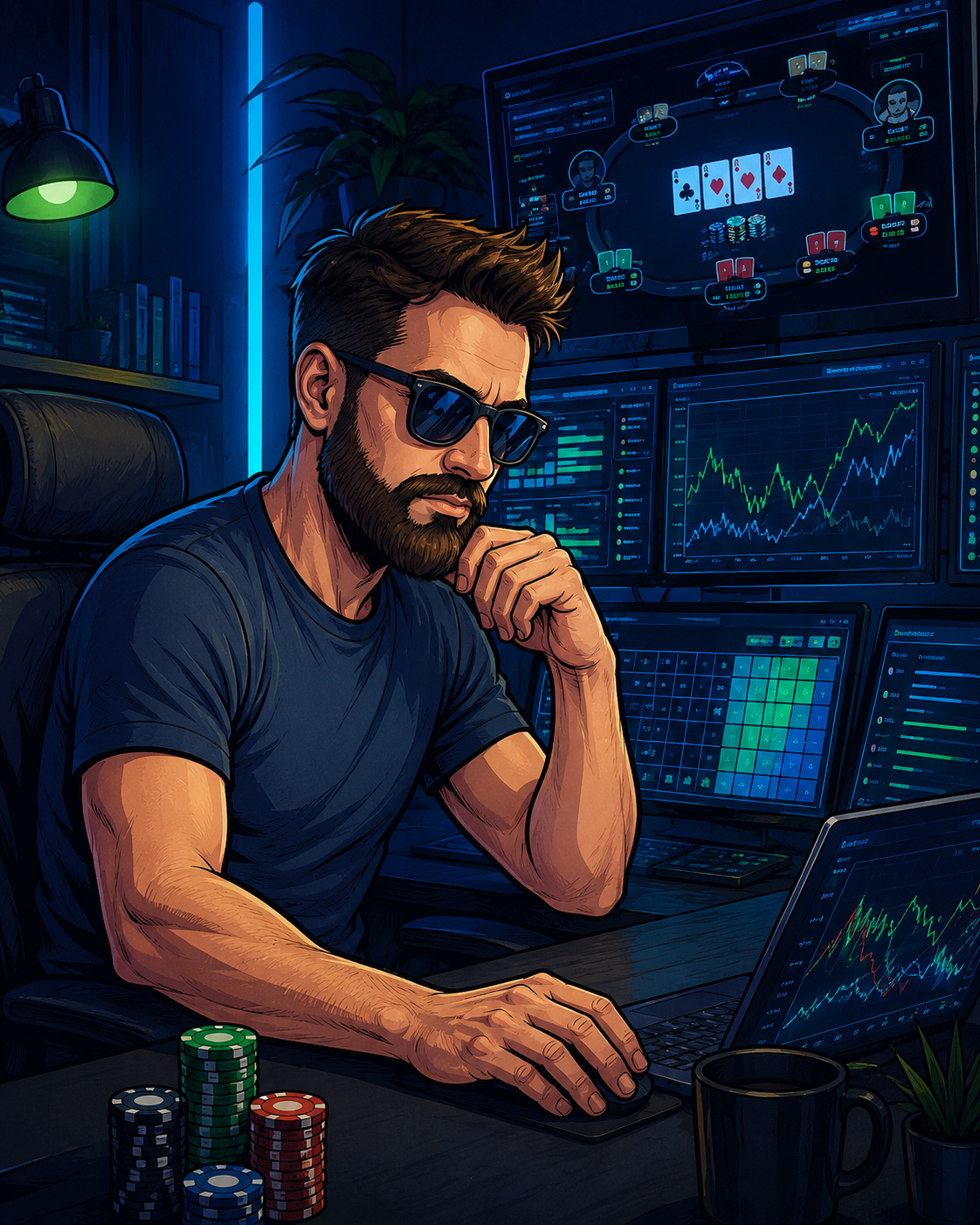 Jugador profesional de DoN analizando datos